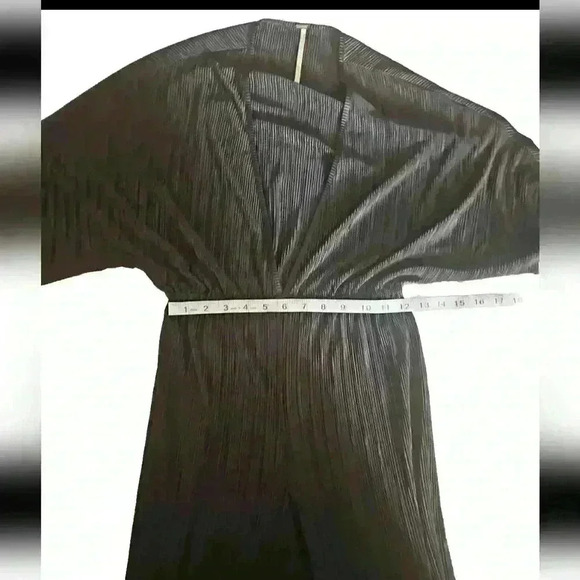 Free People Womens Black Ribbed Flare Leg Jumpsuit XS - Picture 9 of 11